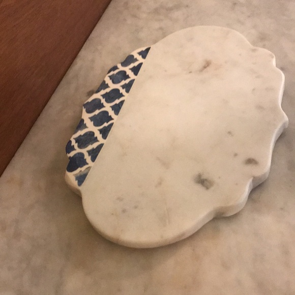 NEW-12โ White Marble With Blue Inlay Cheese Board - Picture 5 of 7